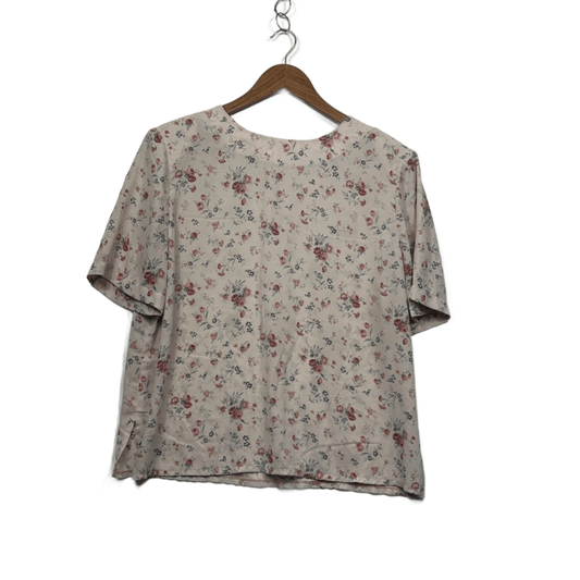 Vintage Floral Shoulder Pad Top - Size L/12-14