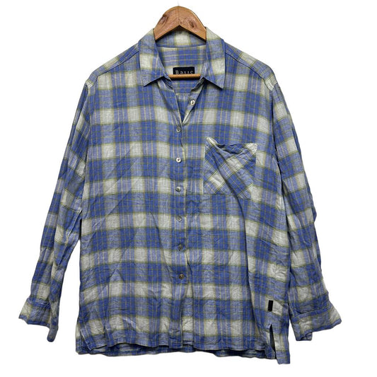 Vintage Gordon Smith Basic Blue Check Linen Shirt - Size M/12