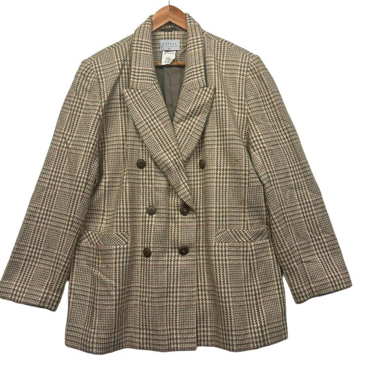 Vintage Katies Multicoloured Check Wool Blend Blazer - Size 16