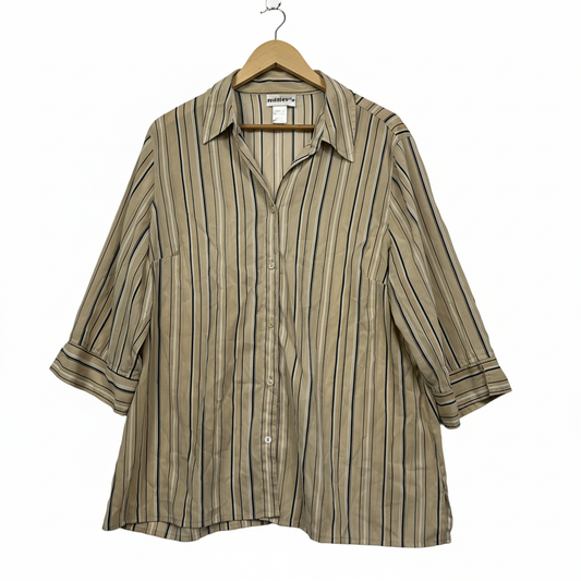 Vintage Millers Beige Striped Shirt - Size 20