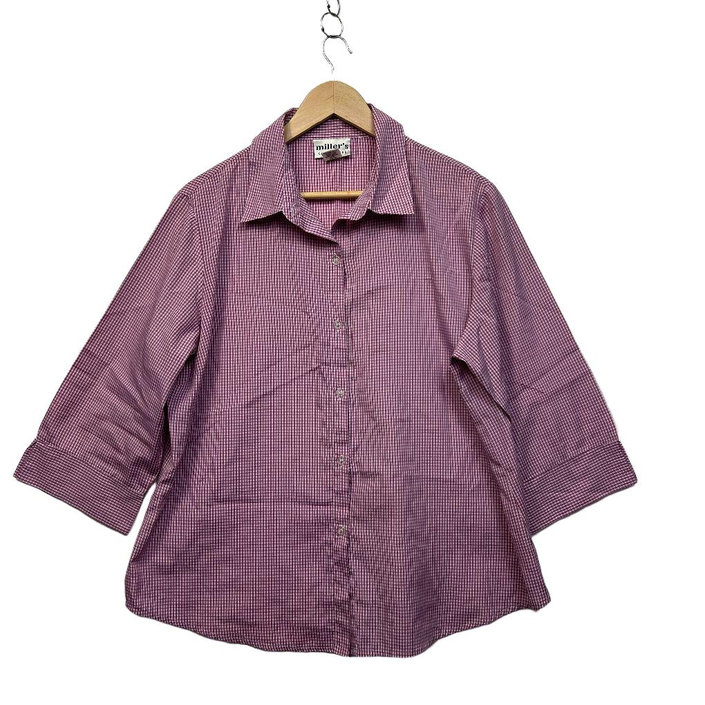 Vintage Miller's Gingham Check Pink Shirt - Size 18