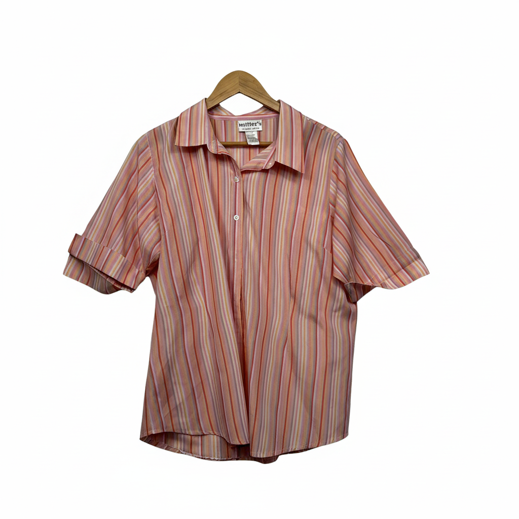 Vintage Millers Pink Multicoloured Striped Shirt - Size 14