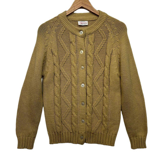 Vintage Simone Mustard Cable Knit Cardigan - Size 16