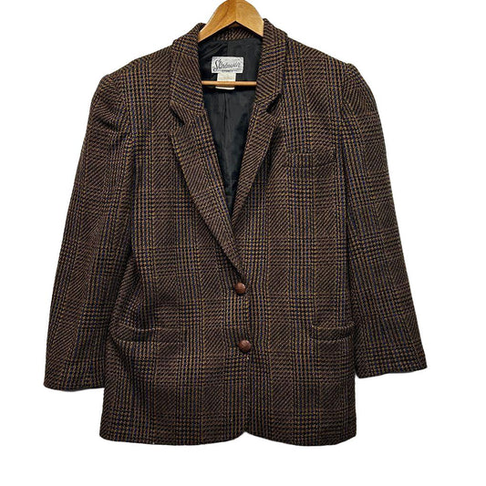 Vintage Skirtmaster Brown Houndstooth Blazer - Size 12