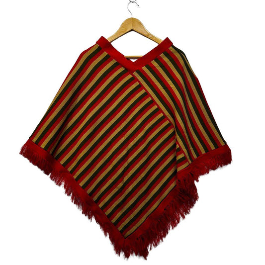 Vintage Striped Made in UK Poncho - One Size