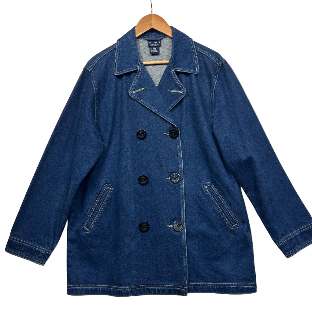 Vintage Millers Blue Cotton Denim Jacket Coat - Size 14