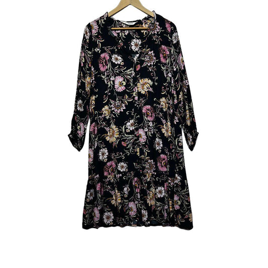 Virtuelle Black Floral Dress - Size 14