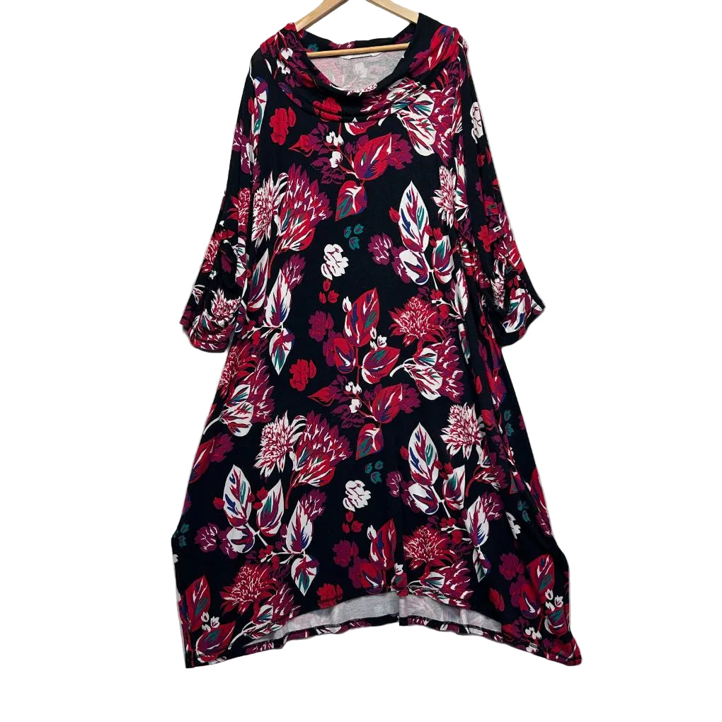 Virtuelle Black Floral Print Maxi Dress - Size 20/L