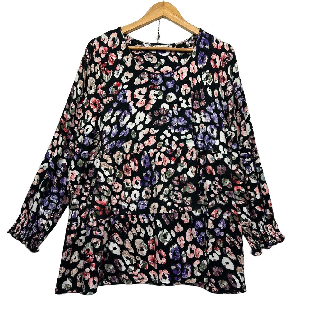 Virtuelle Black Floral Top - Size 18/M