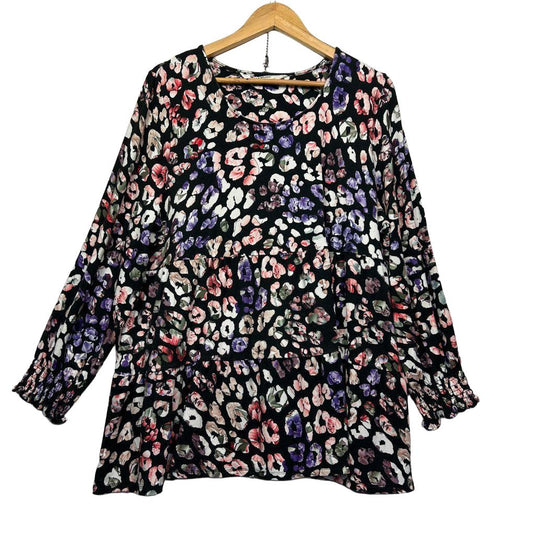 Virtuelle Black Floral Top - Size 18/M