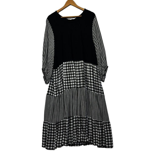 Virtuelle Black Plus Size Gingham Check Maxi Dress - Size 24