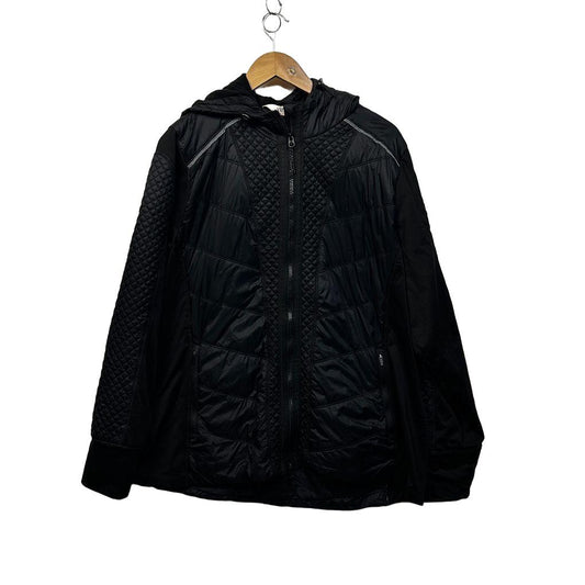 Virtuelle Black Plus Size Quilted Hooded Jacket - Size 18