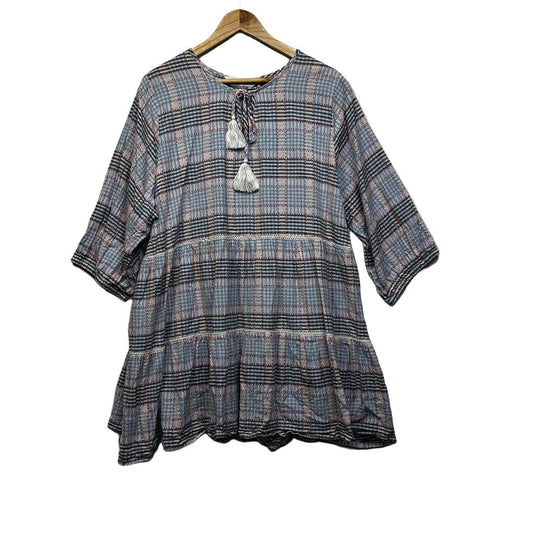 Virtuelle Blue Check Cotton Top - Size 24