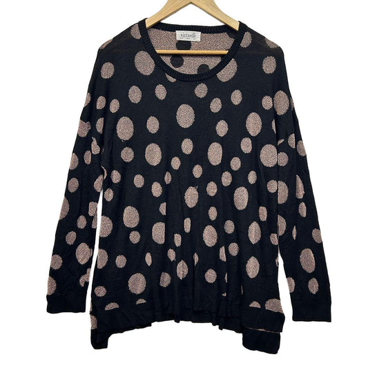 Virtuelle Gold Black Metallic Spot Knit Top - Size 18/M