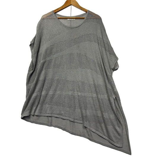 Virtuelle Grey Metallic Knit Sheer Top - Size 20/L