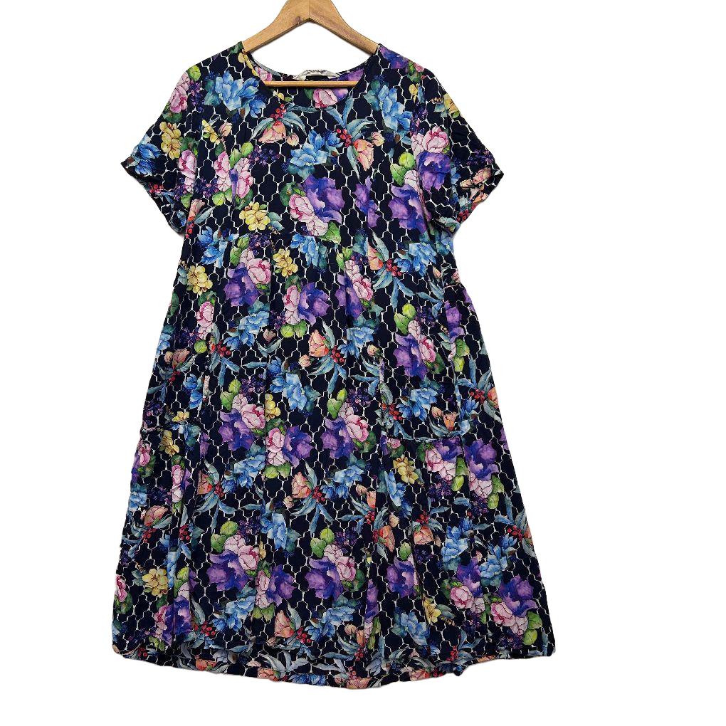 Virtuelle Navy Floral Dress - Size 14