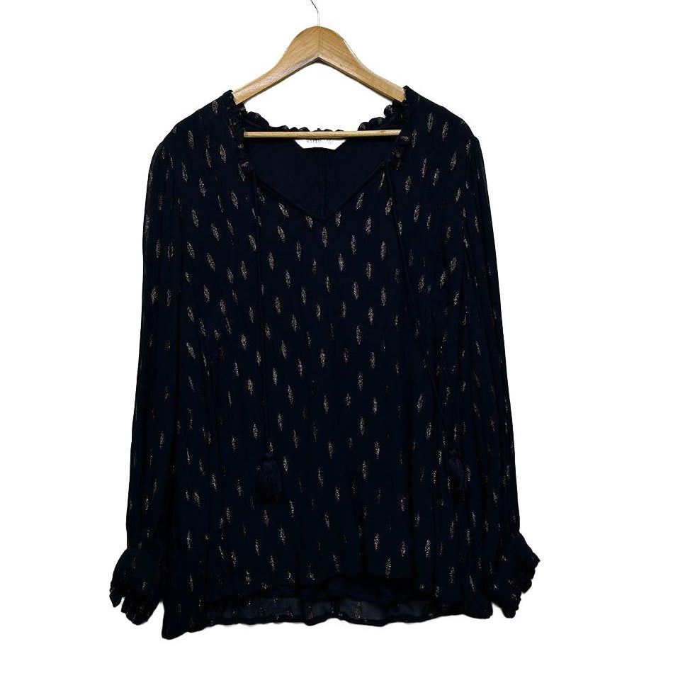 Virtuelle Navy Long Sleeve Plus Size Top - Size 18