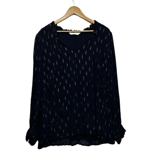 Virtuelle Navy Long Sleeve Plus Size Top - Size 18