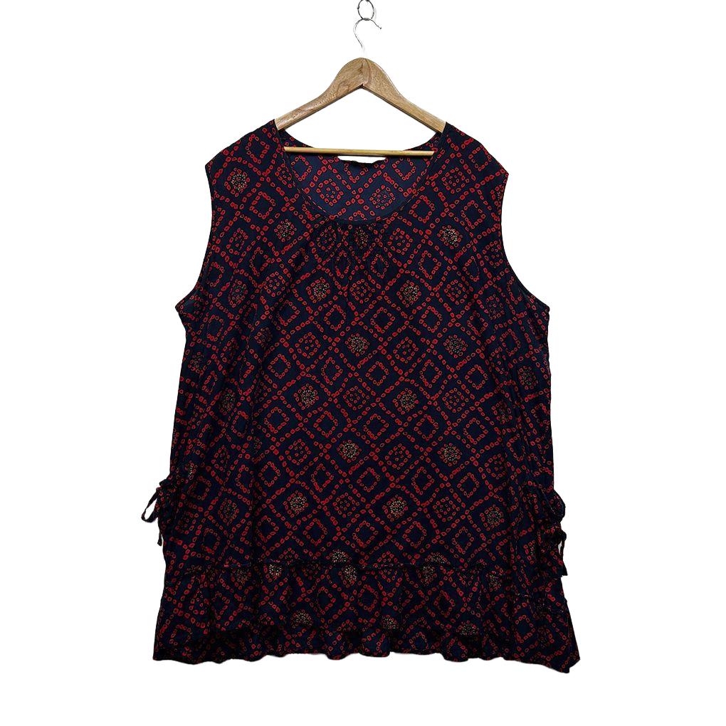 Virtuelle Navy Plus Size Cotton Sleeveless Top - Size 20