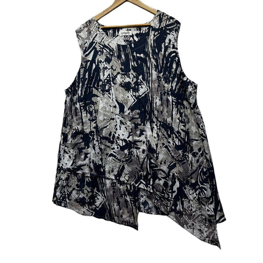 Virtuelle Navy Print Linen Tunic Top - Size 24