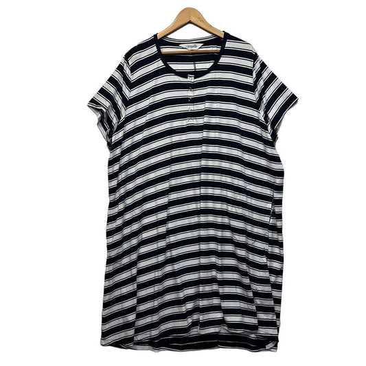 Virtuelle Navy Striped Cotton Dress - Size 22/XL