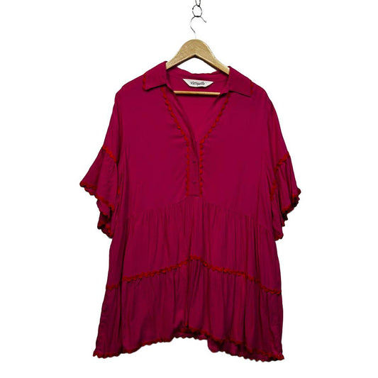 Virtuelle Pink Scallop Hem Tunic Top - Size 14
