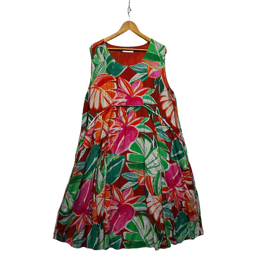 Virtuelle Red Plus Size Cotton Dress - Size 20