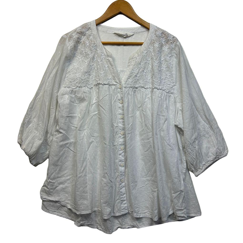 Virtuelle White Cotton Boho Top - Size 20