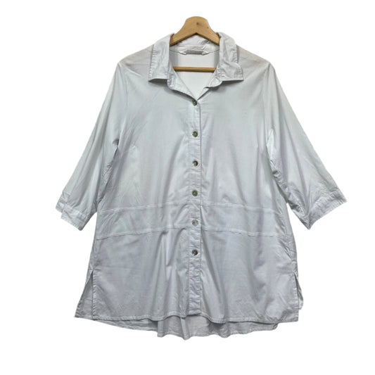 Virtuelle White Long Sleeve Button Up Top - Size 12/14