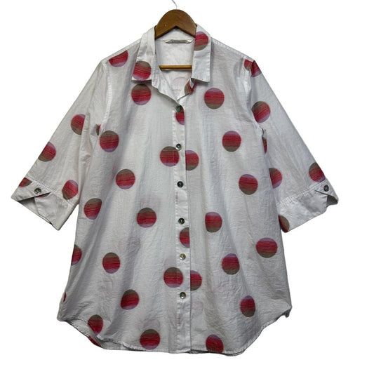Virtuelle White Multicoloured Cotton Top - Size 20