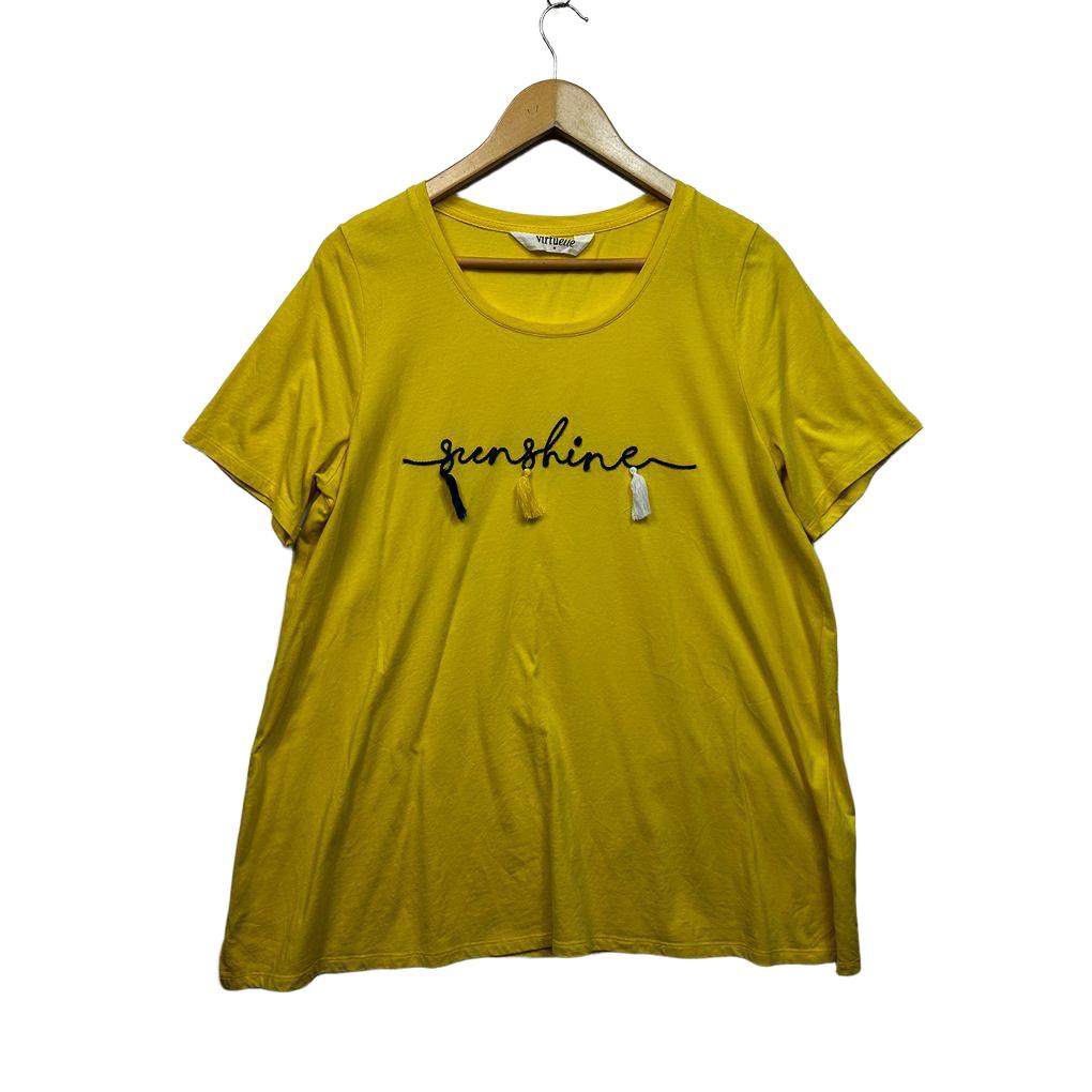Virtuelle Yellow Cotton T-Shirt - Size XS/14