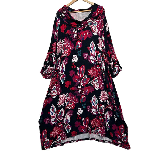Virtuelle Black Floral Print Maxi Dress - Size 20/L