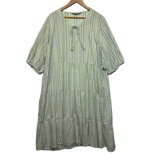 Virtuelle Green Cotton Tiered maxi Dress - Size 24