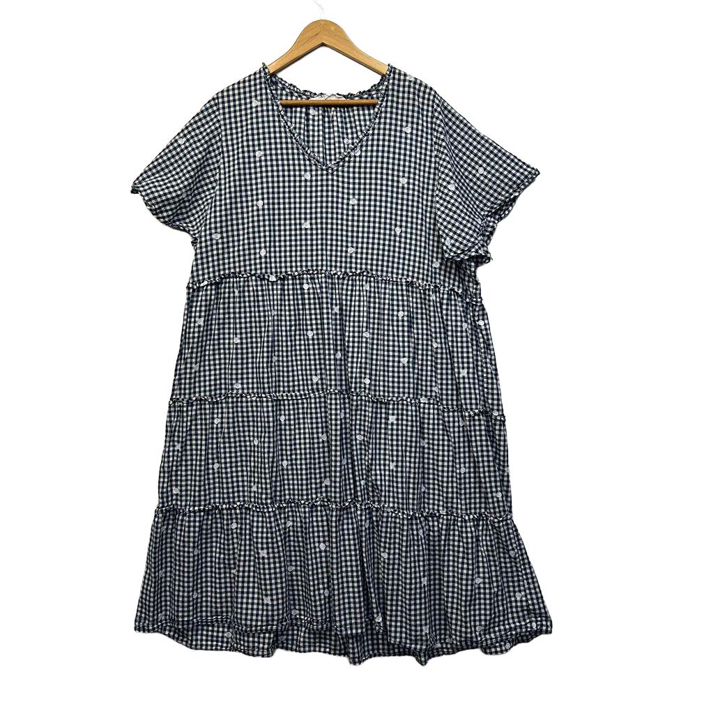 Virtuelle Navy Gingham Dress - Size 24