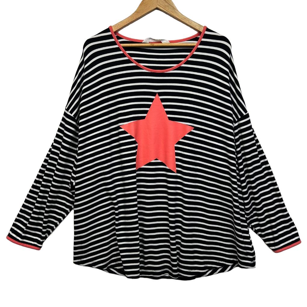 Virtuelle Black Striped Top - Size 24