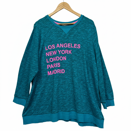 Virtuelle Teal Textured Top - Front View