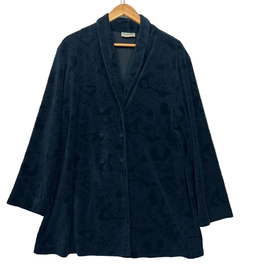 Vintage Navy Velvet Cotton Jacket - Size 14