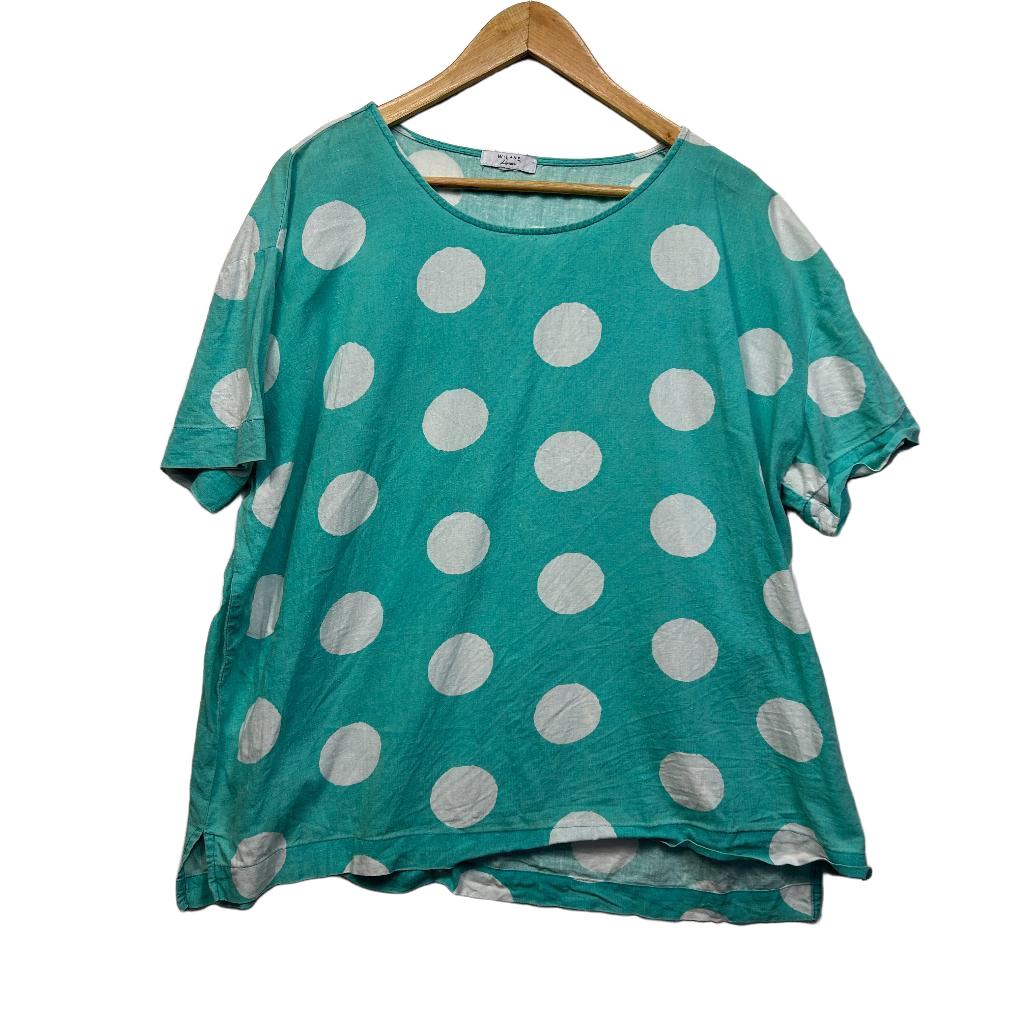 W Lane Aqua Linen Top - Size 16/18