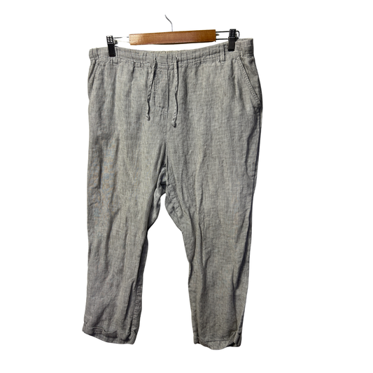 W Lane Linen Striped Grey Pants - Size 14