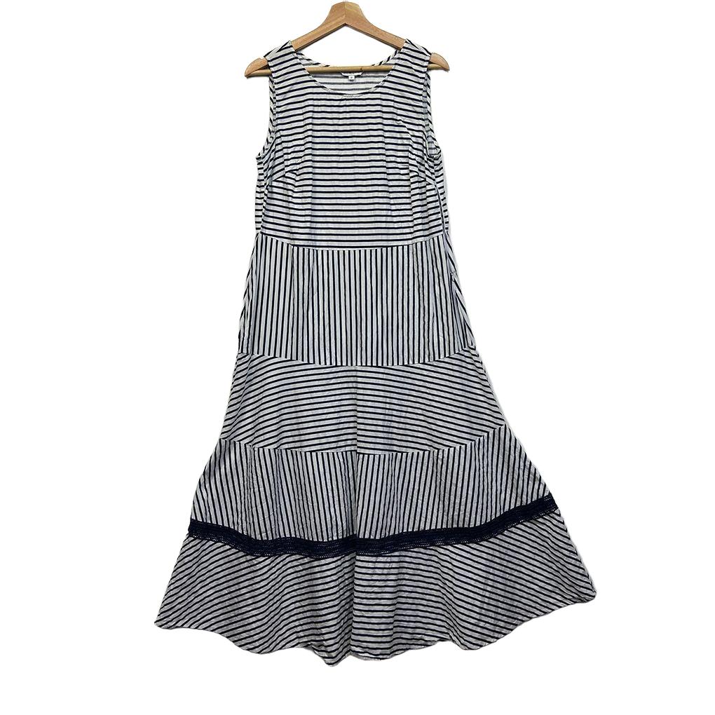 W.Lane Striped Cotton Dress - Size 12