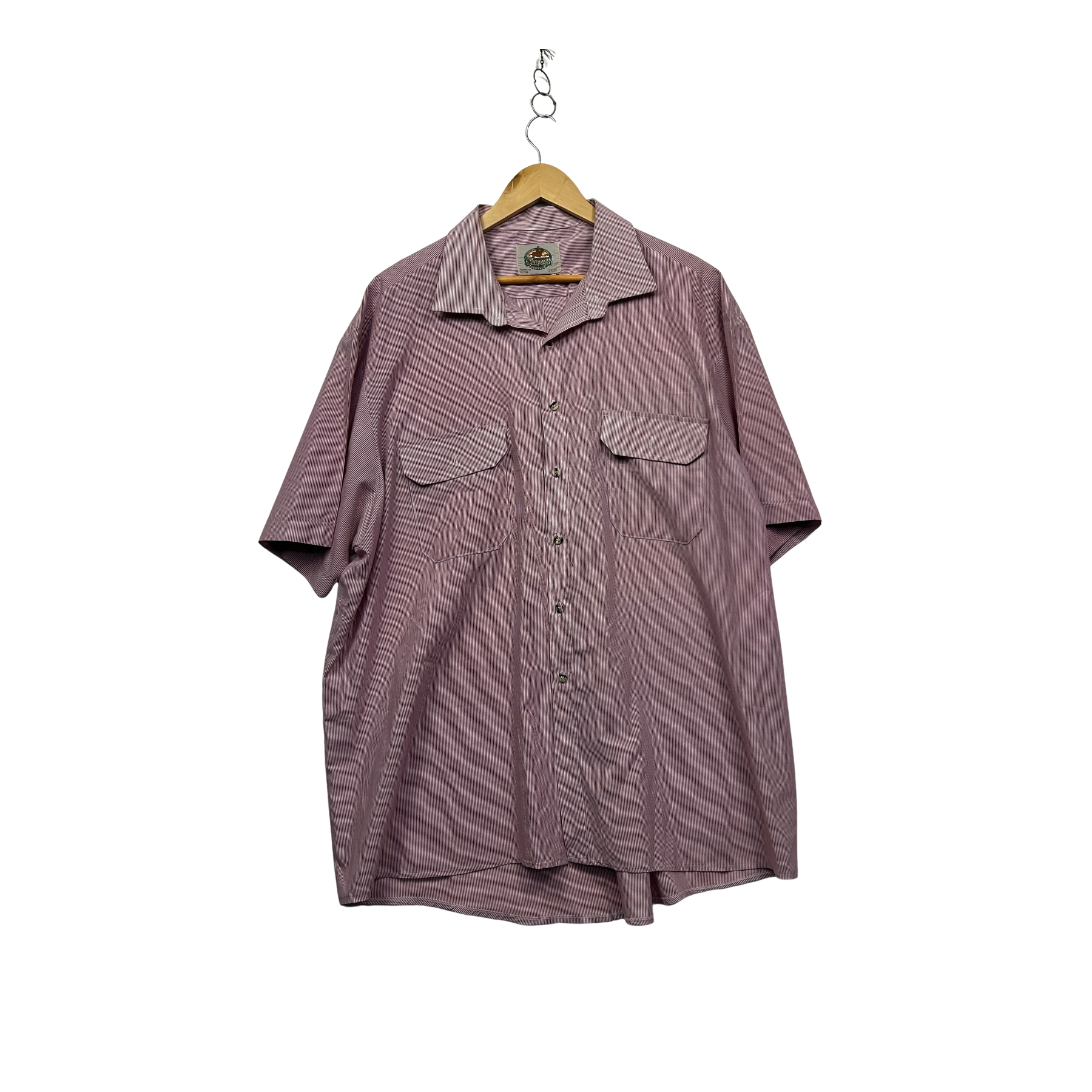 Vintage Claney's Pink White Striped Mens Shirt - Size 3XL