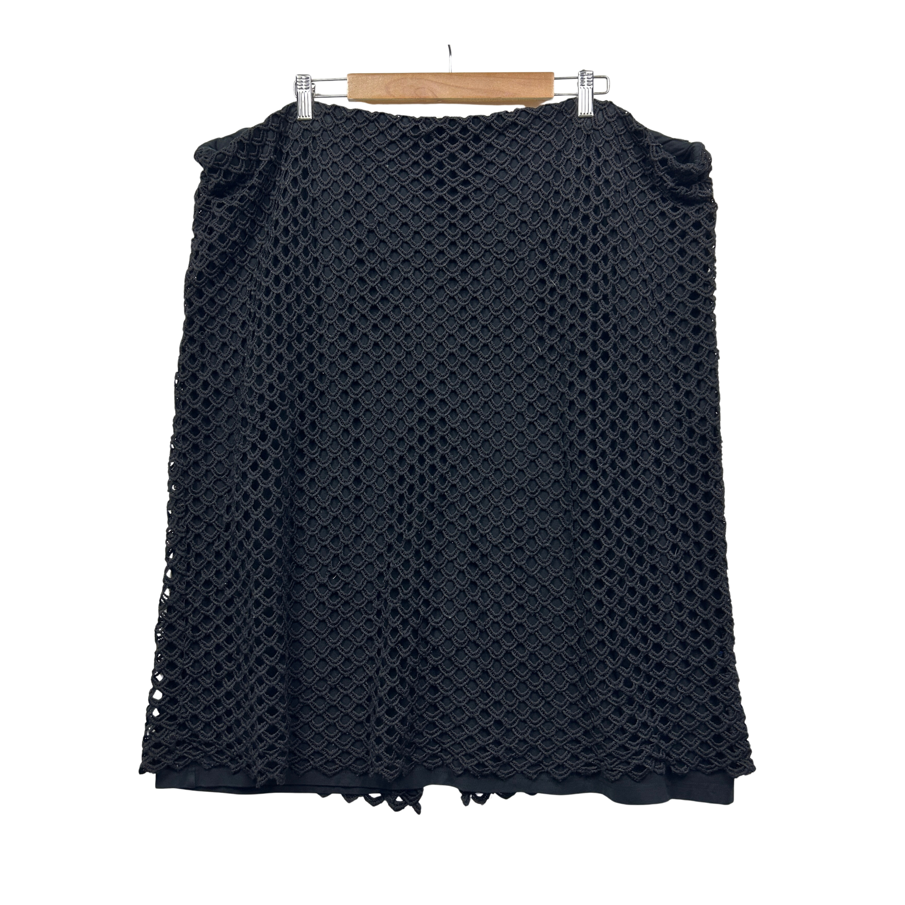 Autograph Black Crochet Trim Overlay Skirt - Size 24