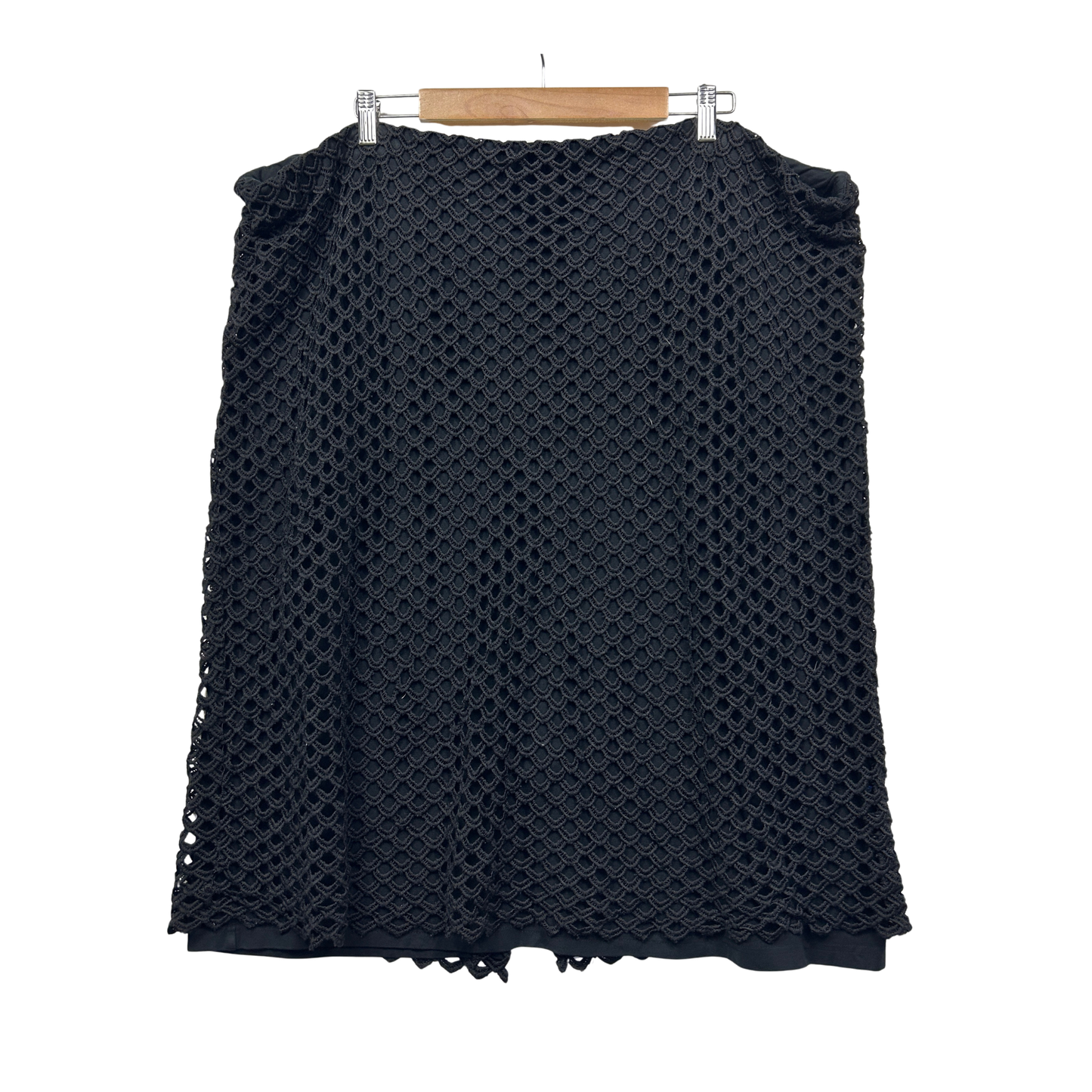 Autograph Black Crochet Trim Overlay Skirt - Size 24