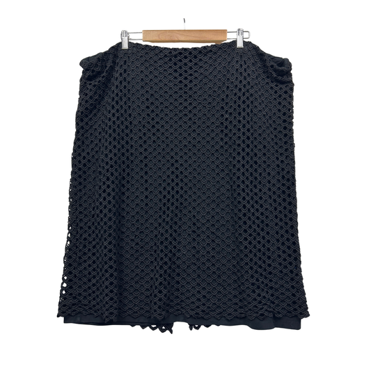 Autograph Black Crochet Trim Overlay Skirt - Size 24