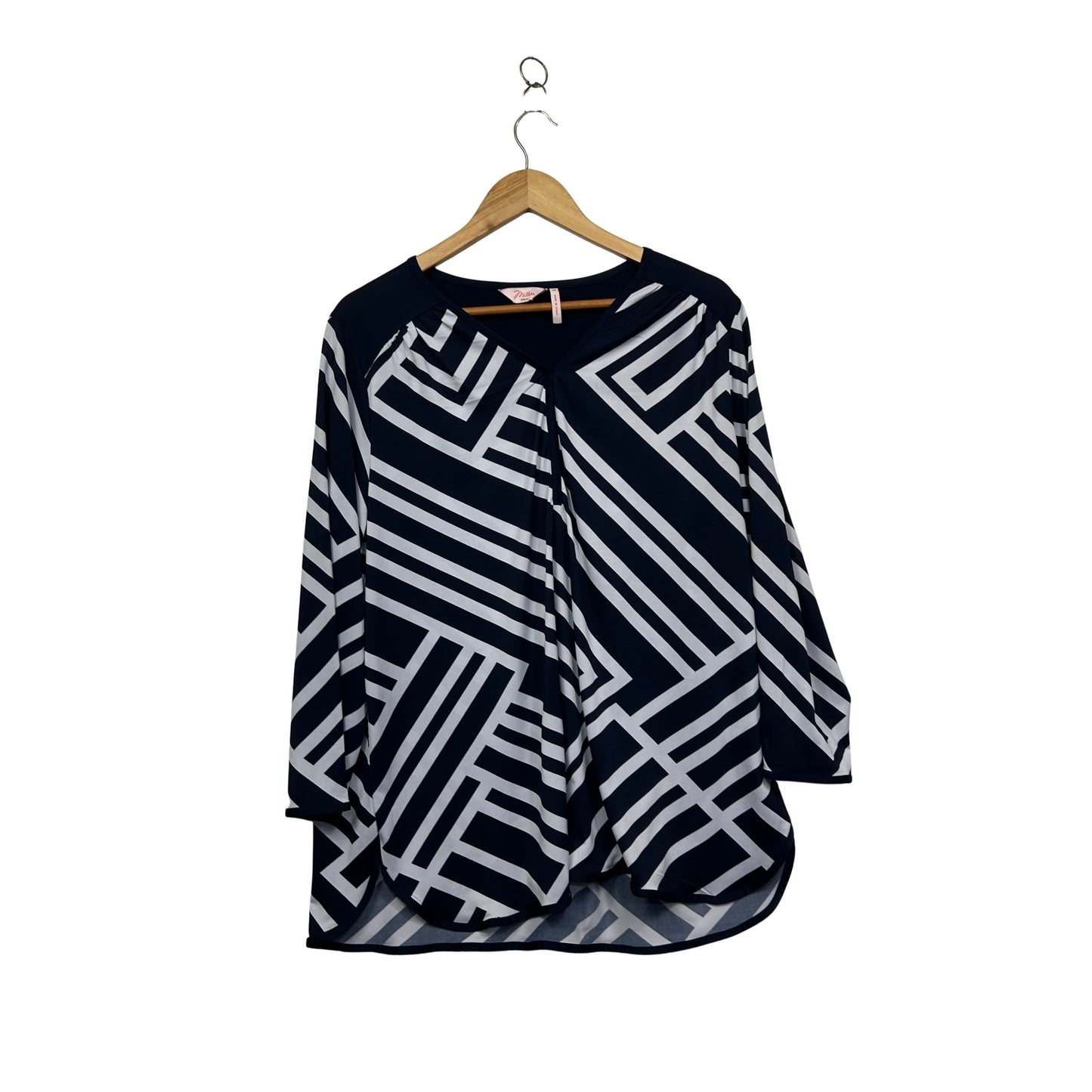 Millers Woman Womens Navy White l Long Sleeve Blouse Size 18