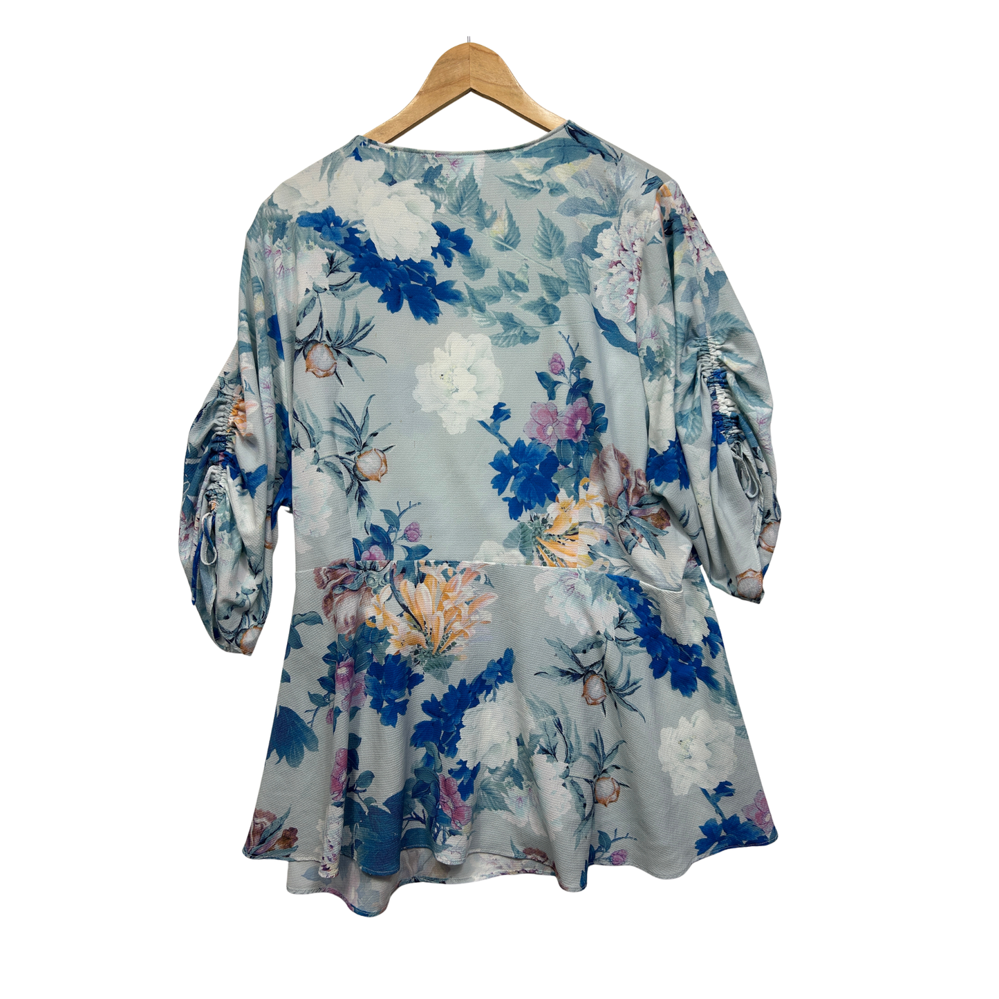 City Chic Blue Floral Wrap Top - Size 22/XL