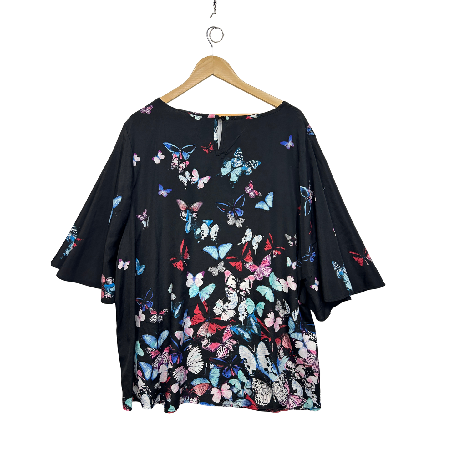 beme Black Butterfly Print Tunic Top - Size 22