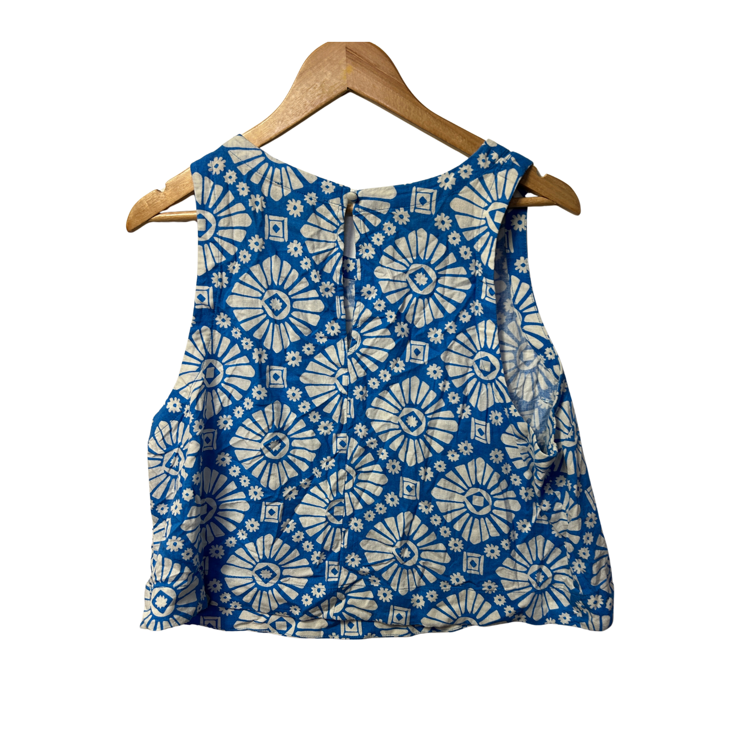 Sportsgirl Blue Print Linen Top - Size 14