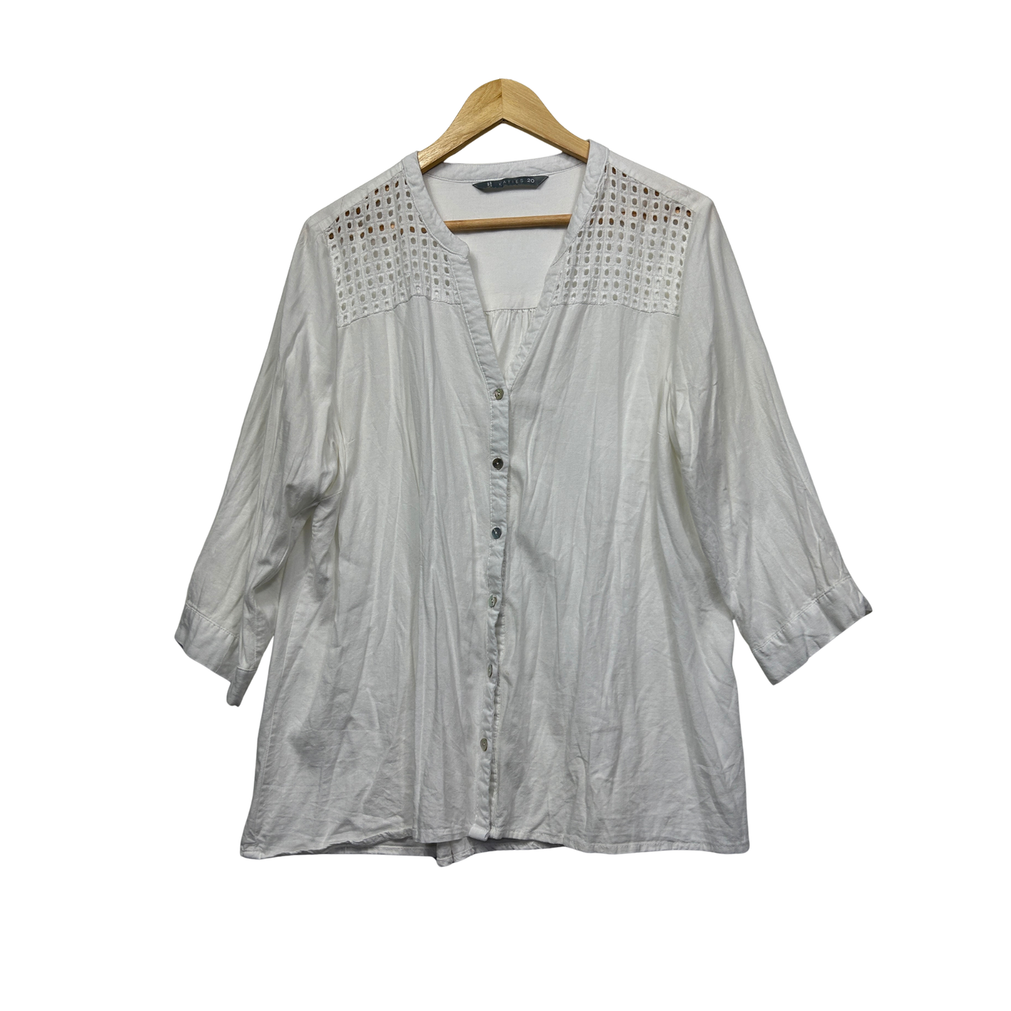 Katies White Eyelet Blouse - Size 20
