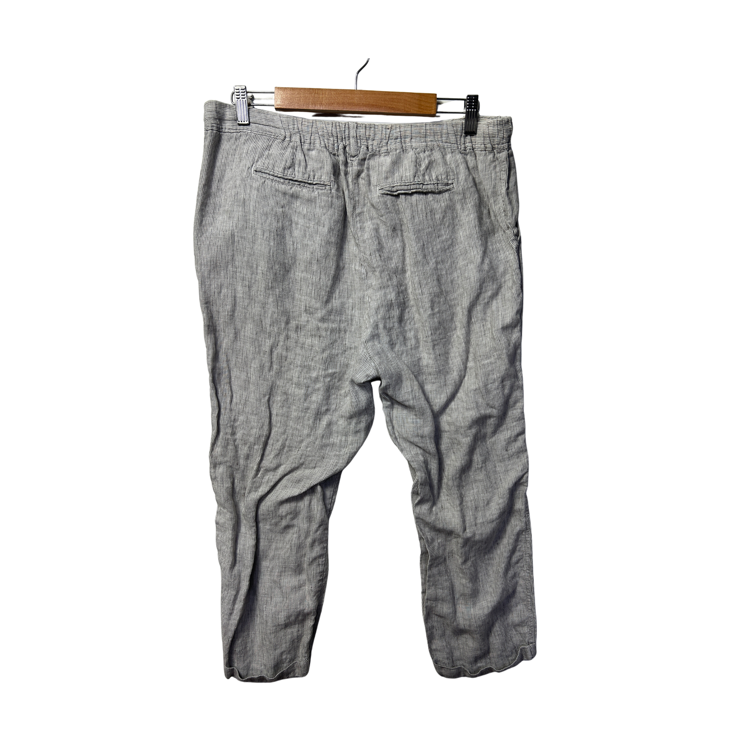 W Lane Linen Striped Grey Pants - Size 14